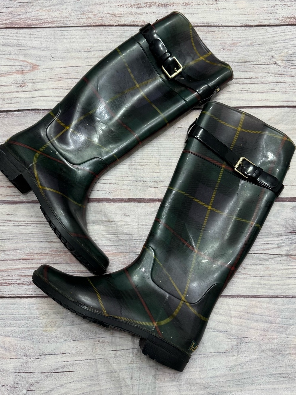 Lauren Ralph Lauren Tartan Plaid Rossalyn II Rainboots Size 8